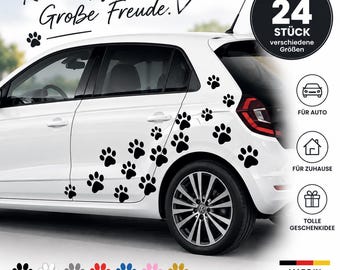 Hundepfoten 24 Stück verschiedene Größen Sticker|Aufkleber|Folie|Auto|Tuning
