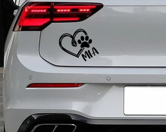 Car sticker paw heart dog names | Names heart dog paw | Sticker | Window sticker | Rear window side window body