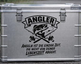 Angler stickers with sayings – Fishing stickers for cars, aluminum boxes & bottles – Funny fishing saying in German – Gift for anglers