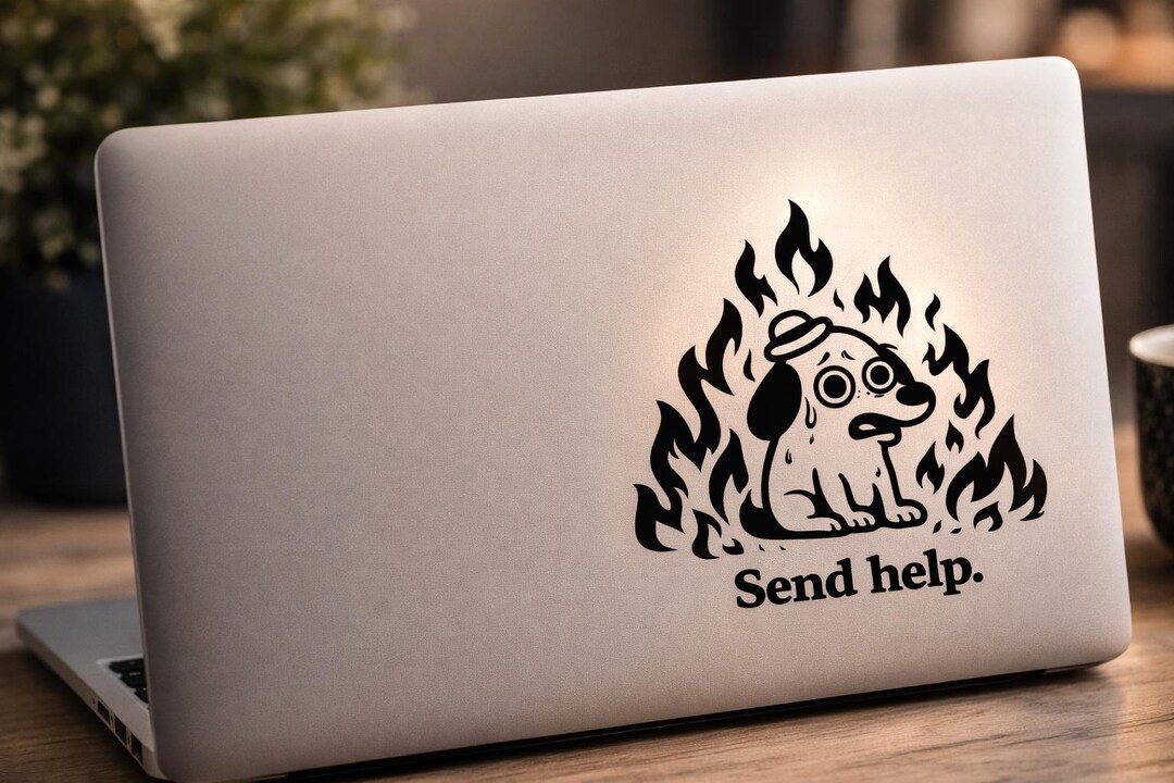 Send Help Humor Send Help Sticker | Funny Dog Meme Stickers | Car Decal Funny | Laptop ...