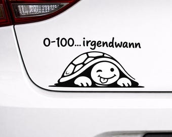 Car sticker turtle "0-100 someday" – Funny rear car sticker, plotter film, JDM funny car decal