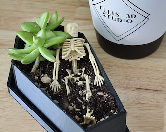 3D Printed Coffin Planter: Goth Halloween Decor with Drainage