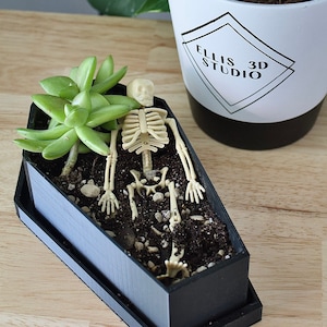 Coffin Planter | Coffin Planter with Drainage | 3D Printed | Goth Decor | Cottagecore | Succulent Pot | Halloween Decor