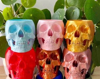 Mini Skull Planter | Skull Planter | 3D Printed | Spooky Decor | Halloween Pot | Skull Pot | Starter Skull Planter | Small Succulent Pot