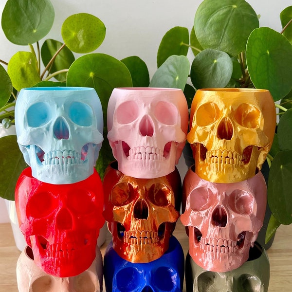 Mini Skull Planter | Skull Planter | 3D Printed | Spooky Decor | Halloween Pot | Skull Pot | Starter Skull Planter | Small Succulent Pot