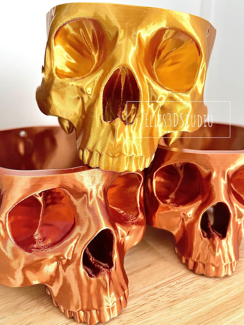 Hanging Skull Planter Small Hanging Pot Halloween Decor Succulent Planter Trailing Succulent Planter Eco Friendly 3D Printed Copper