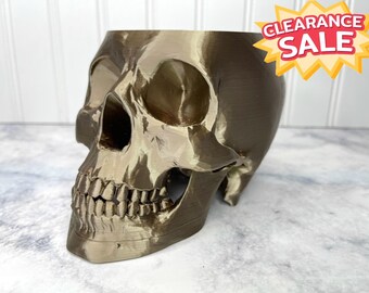 3D Printed Skull Planter: Small Coffee Color, Discounted Misprint