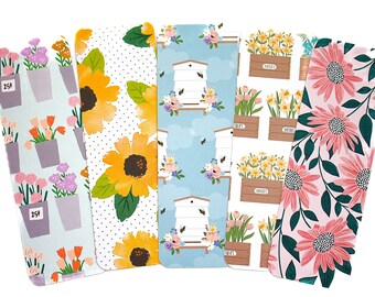 Floral Laminated Bookmarks: Spring Flowers, Double Sided, Handmade