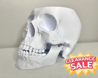 3D Printed Skull Planter: Large White Skull Planter, Discounted Misprint