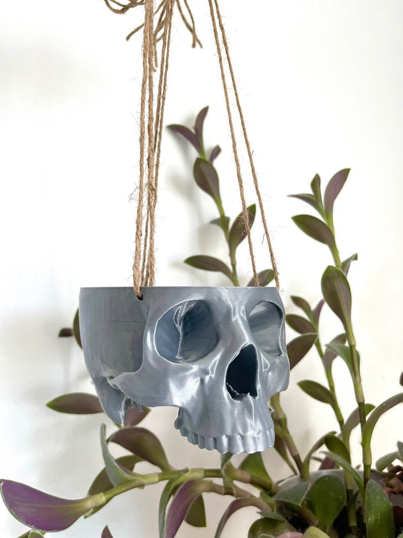 Hanging Skull Planter Small Hanging Pot Halloween Decor Succulent Planter Trailing Succulent Planter Eco Friendly 3D Printed image 8