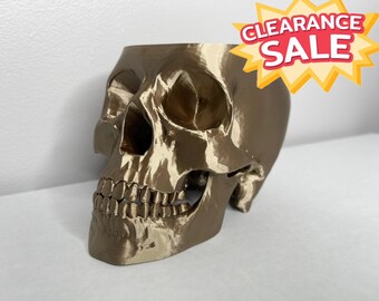 3D Printed Skull Planter: Small Coffee Color, Discounted Misprint
