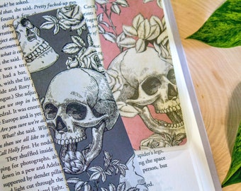 Skull Laminated Bookmark: Handmade Double Sided Design