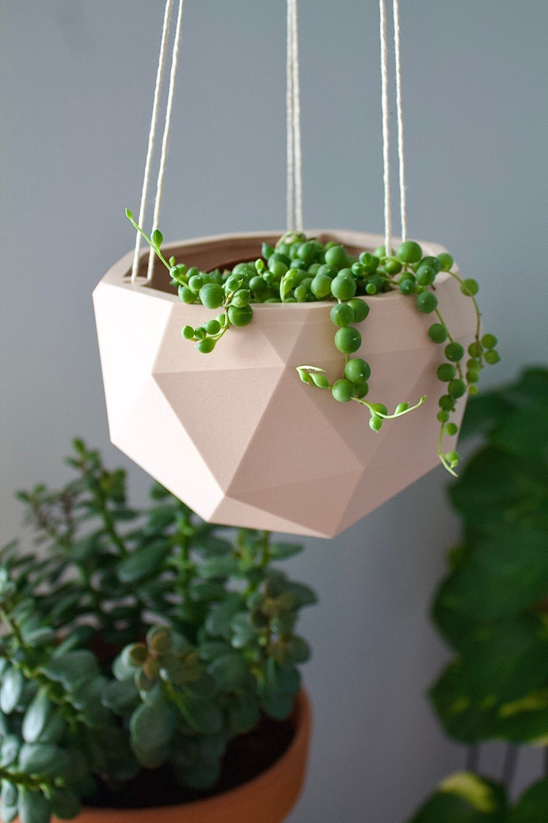 Dome Planter Round Hanging Pot Geometric Pot Succulent Planter Minimalist Decor Eco Friendly 3D Printed Trailing Succulent Pot image 1