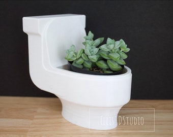 Toilet Planter | 3D Printed | Novelty Gift | Throne Pot | Small Succulent Planter | Eco Friendly