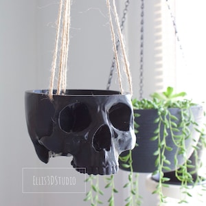 Hanging Skull Planter Small Hanging Pot Halloween Decor Succulent Planter Trailing Succulent Planter Eco Friendly 3D Printed image 1