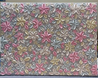 Textured 3D Floral Painting: Multicolor Flower Wall Art, Nursery Kids Room Decor
