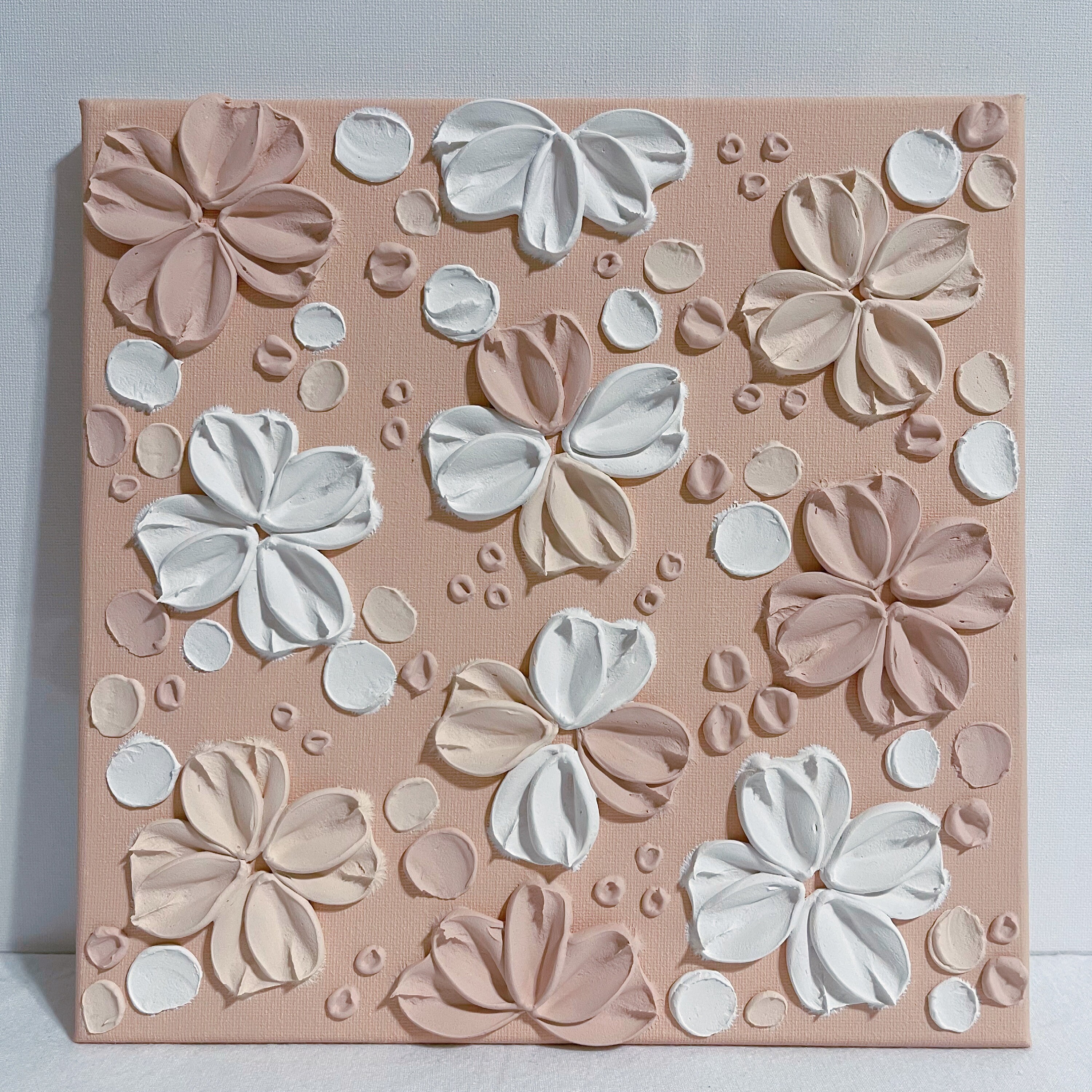 3D White Flower Wall Art Painting, Mocha Color 3D Wall Art