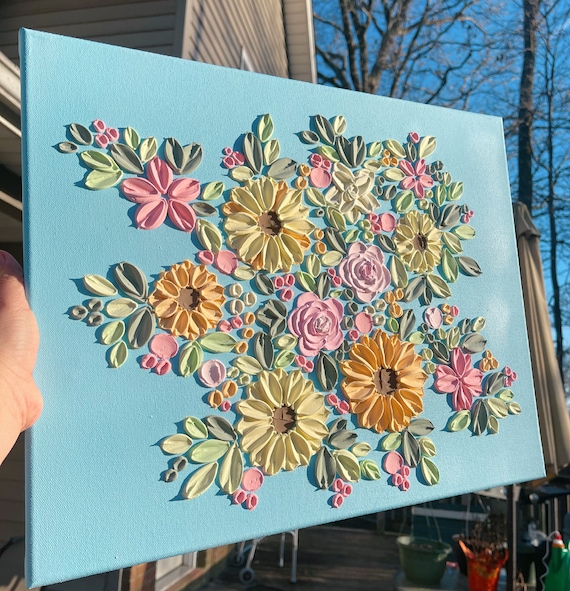 Textured Floral Painting: 3D Sunflower Wall Art, Acrylic on Canvas
