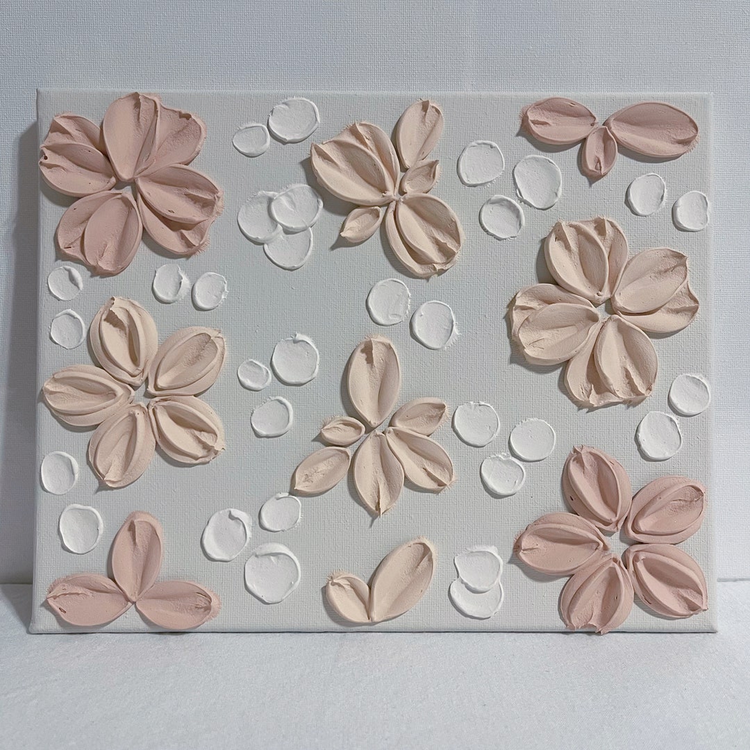 3D Textured Flower Painting coffee Brown 3D Aesthetic Brown Flower Wall Art Neutral Art Home