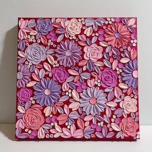 Multicolor 3D Textured Flower Painting, 3D Colorful Painting