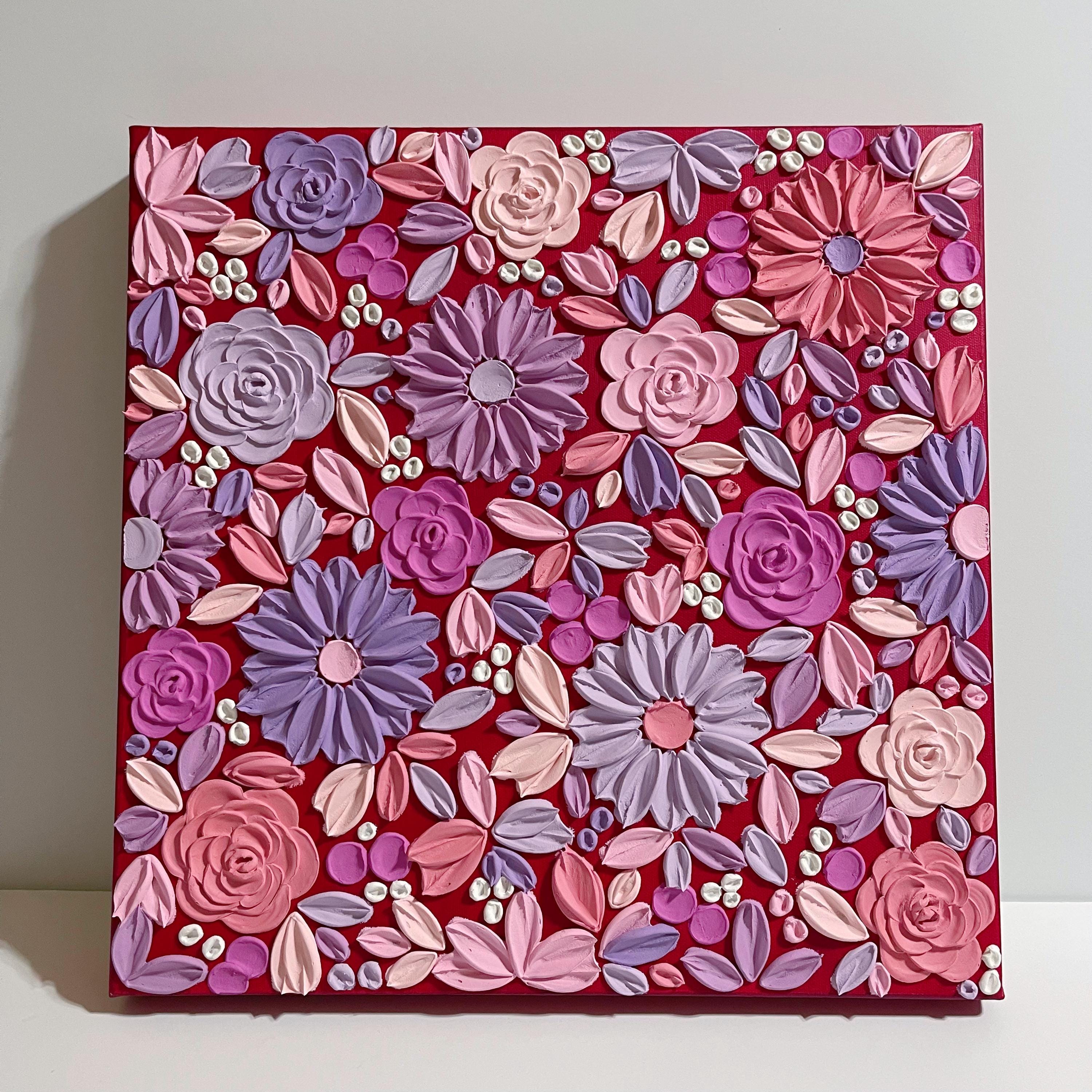 Multicolor 3D Textured Flower Painting, 3D Colorful Painting