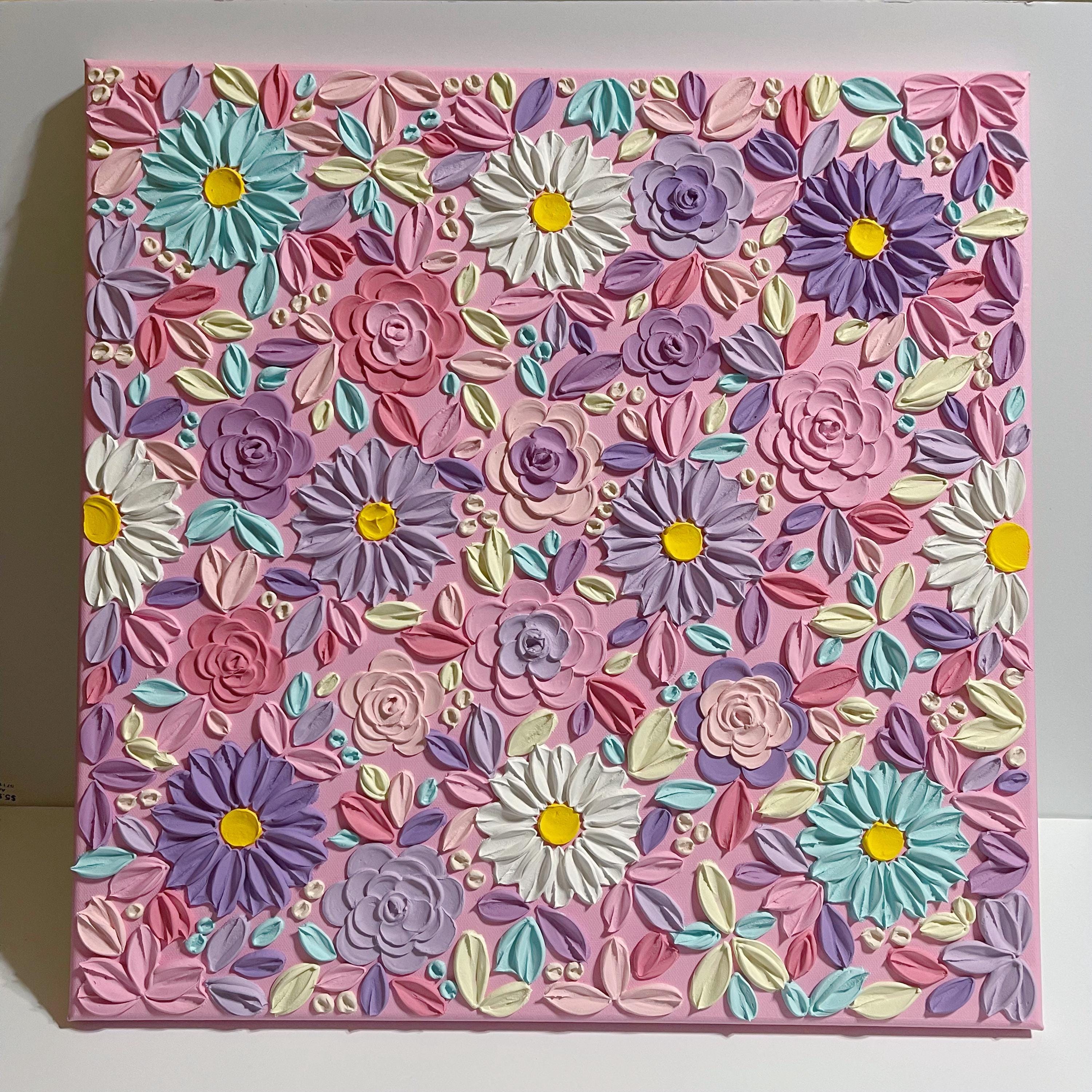 Wildflower Wall Art, 3D Textured Colorful Floral Painting on