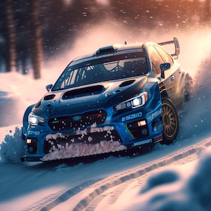 Subaru STI Digital File Druckbares Poster Rallye Auto Kunst Ai Art Wandkunst