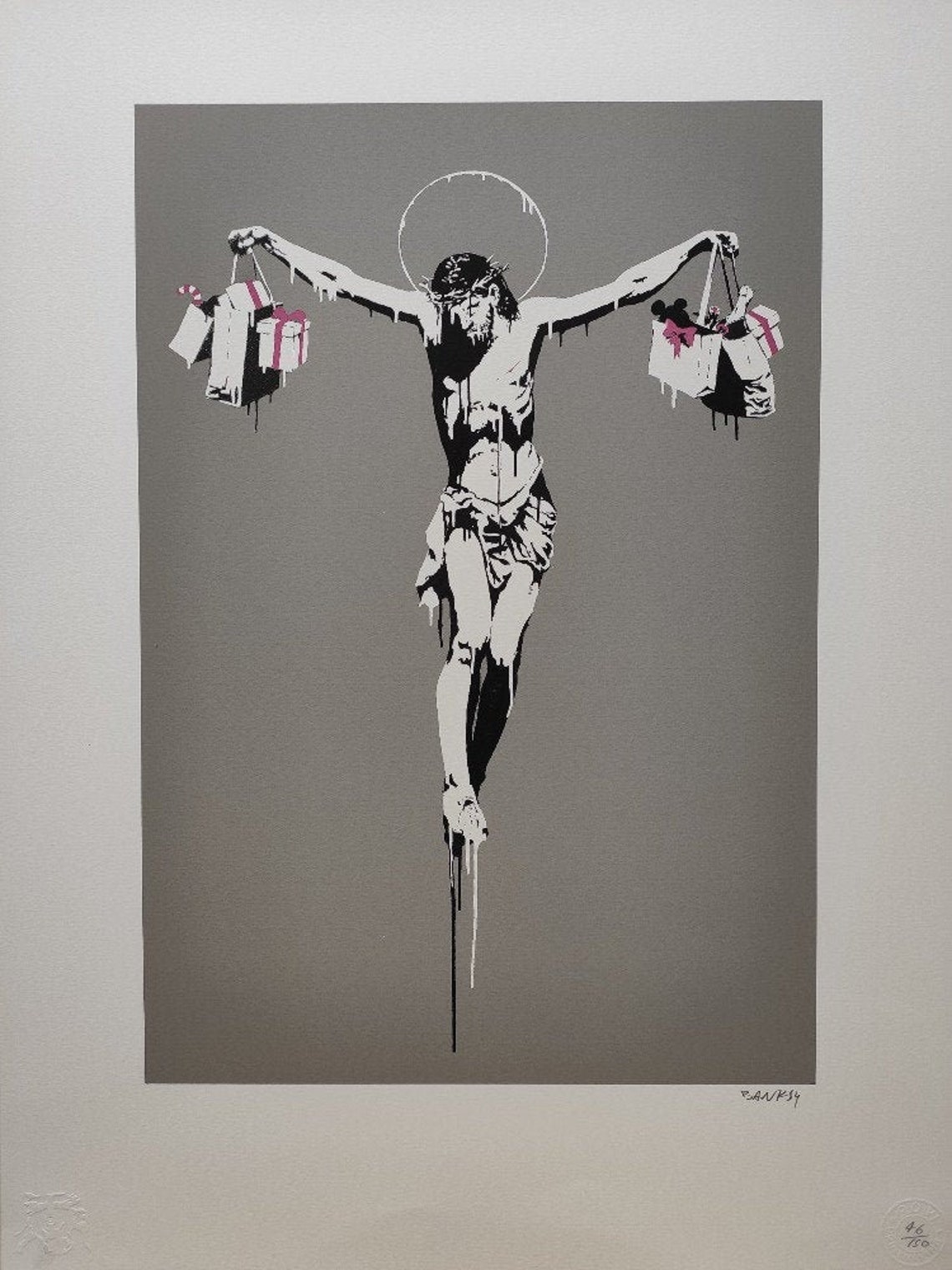 BANKSY Jesus with Shopping Bags Certificate Banksy Wall Etsy