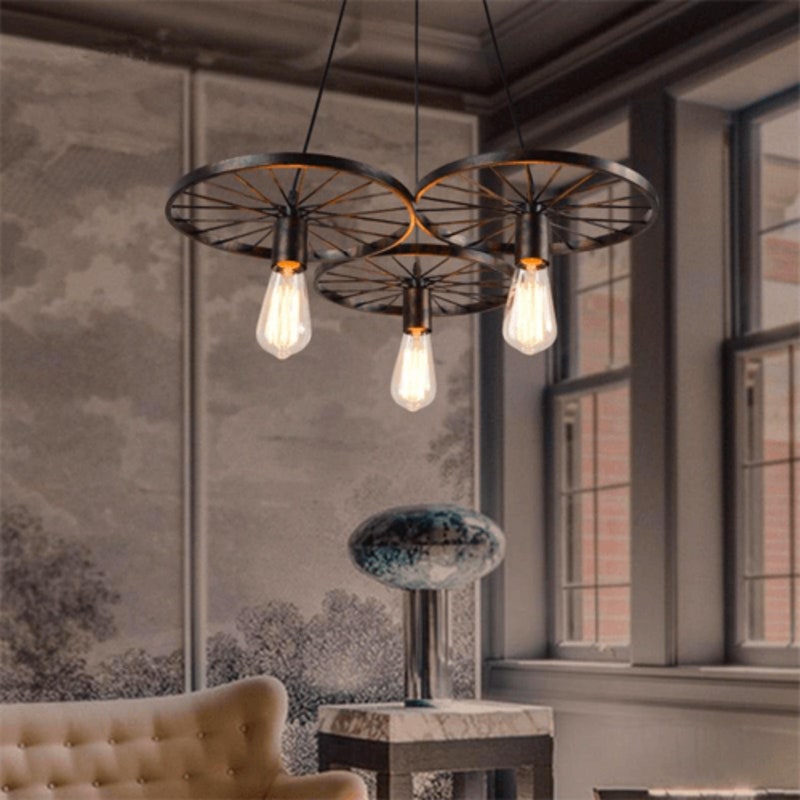 Retro Style Wheel Hanging Light for 
