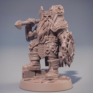 Dwarf Lord Imar | Dwarf with Hammer and Shield | Tabletop RPG DnD Wargames Fantasy Dwarf Hero Miniature | Dwarf Warrior | Daybreak Miniature