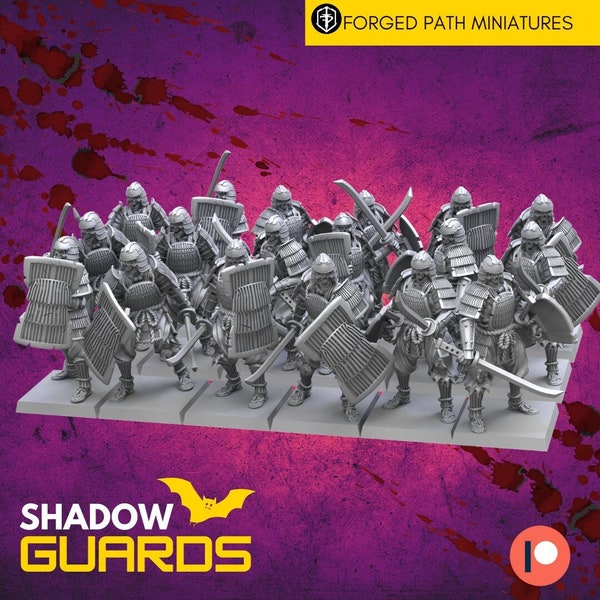 Skeleton Shadow Guards Warrior Infantry Unit | Samurai Miniature | Wargaming Fantasy Undead Skeleton Japanese Samurai Miniature | 32mm scale