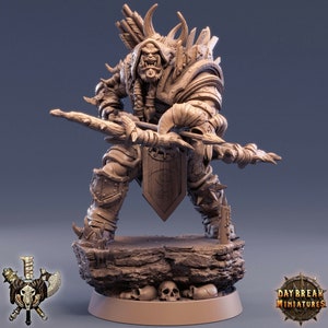 Orc Paakz Reinhold | D&D Orc Warrior Fighter with Bow | Unpainted 32mm scale Wargaming Dungeons and Dragons Orc Archer Miniature |