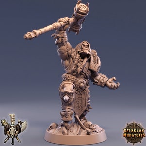 Orc Oleg Greeznag | D&D Orc Warrior Fighter with Hammer | Unpainted 32mm scale Wargames Dungeons and Dragons Role playing Orc Miniature