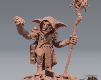 Goblin Wizard Shaman | Goblin Warrior Fighter | Unpainted Resin Model 32mm scale Tabletop Wargames Fantasy RPG D&D Goblin Miniature |