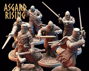 Knights Duel Weapons  | Medieval Knights Warband | Lance and Shield Knights Tabletop Wargaming RPG Fantasy D&D Miniature | Sword Axe Armor