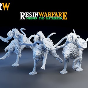 Vermin Riders | Ratmen Ratfolk | Mounted Rat Warriors | Unpainted Resin Model 32mm scale Wargaming D&D Role play Fantasy Rat Miniatures