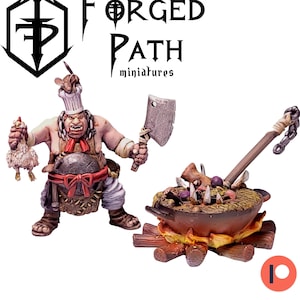 Ogre Chef | Ogre Cook | Dungeons and Dragons | Pathfinder RPG | 32mm scale Ogre Miniatures | Tabletop Wargaming Fantasy | Conquistador |