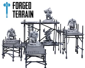 4-Set Scaffolding Terrain Bundle | Modular Wargaming Scenery | 28mm-32mm Scale | Sci-Fi | Steampunk | Fantasy | D&D