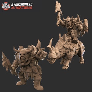Black Orc Warboss | Mounted Orc War Lord | Kyoushuneko | Orc Chief | Unpainted Resin Model 30mm Wargaming D&D Fantasy Orc Miniature