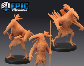 Bird Folk Toucan | Miniaturas de Dungeons and Dragons em escala de 28 mm para jogos de mesa | Miniaturas de fantasia de jogos de guerra | Impressão 3D | Bird Man