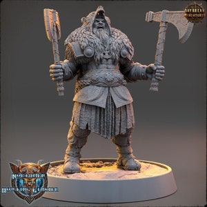 Daybreak Miniatures Glacier Thorfinn | 32mm scale Miniatures | Northmen of the Howling Glacier | Tabletop Fantasy Wargaming