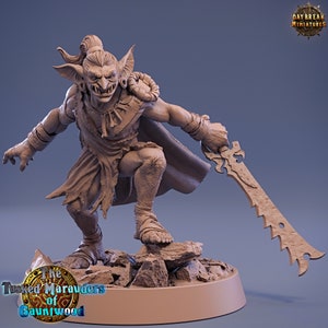 Goblin Egan Loordi / Guerrero Goblin con Espada / Modelo de Resina Sin Pintar Escala 32 mm Wargaming Fantasía RPGs D&D Goblin Miniature
