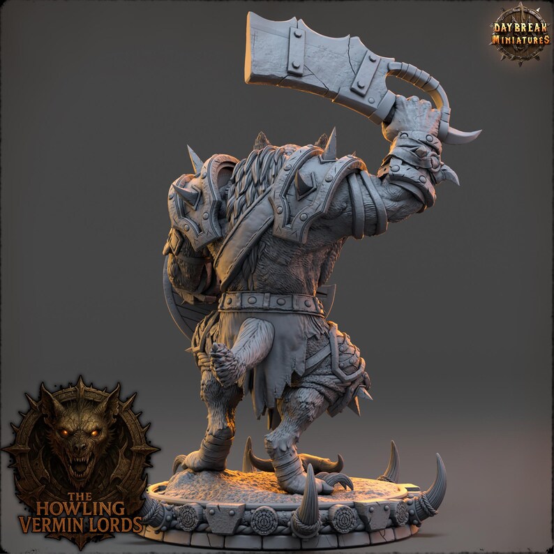 Rat Executioner Rukhar the Rendclaw – Vermin Lord Warrior Miniature | 32mm Scale Rat ...