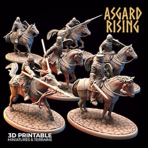 Medieval Cavalry Knights Unit | Warband | Tabletop Wargaming Role Play Fantasy D&D Knight Miniature | Spear Sword Shield Armor |