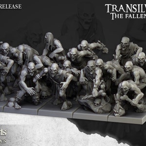 Ghouls Infantry Unit | Undead Wargames Fantasy RPG D&D Skeleton Zombie Miniature | Tabletop Miniature | 3d printed Resin Highlands Miniature