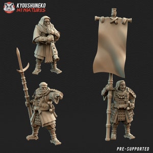 Japanese Sohei Monk Command Unit | Feudal Miniatures | Kyoushuneko Miniatures | Bannerman | Infantry Unit | DnD | Tabletop Wargaming |