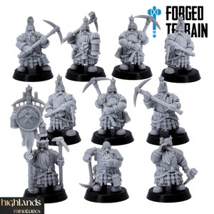 Dwarf Miners, Sons of Ymir, Highlands Miniatures, Dwarfs  Pick Axe Tabletop Games Wargaming Dwarven Army Miniatures D&D Dwarves Figures