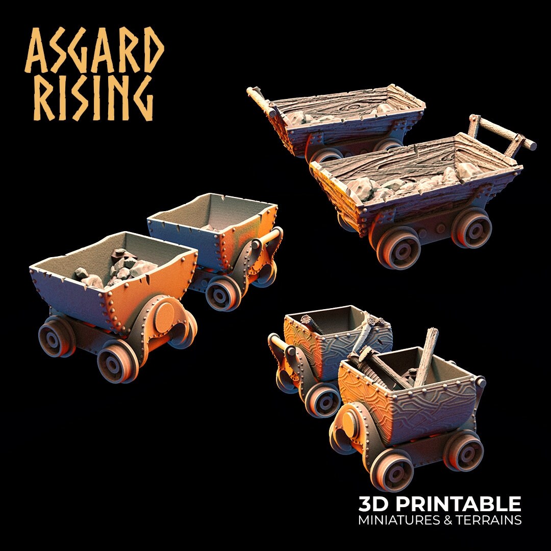Mine Cart Terrain Set Tabletop Wargaming Scifi 28mm32mm Scale RPG