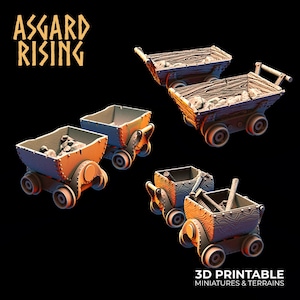 Zestaw terenu Mine Cart | Gry bitewne | Sci-fi | Skala 28 mm-32 mm | RPG | Fantasy | D&D Scatter Teren Rekwizyty Sceneria