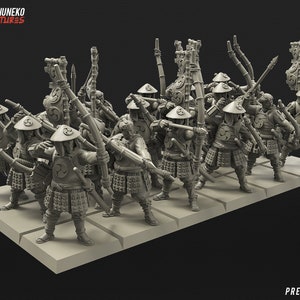 Japanische Ashigaru Bogenschützen-Einheit 18x | Kyoushuneko Miniaturen | Bogenschützen | D&D | Tabletop Wargaming feudalen Resin Miniaturen